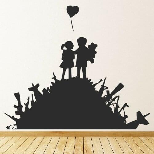 Childrens Guns Wall Decal Game Heart Balloon Girl Boy Art Mural Kids Bedroom Nursery Play Zone Decoration Vinyl Stickers Q072