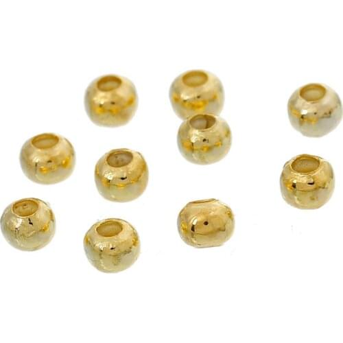DoreenBeads Fashion Alloy Seed Beads Ball Gold Color Jewelry DIY Findings Charms About 3mm Dia, Hole: Approx 1mm, 1000 PCs