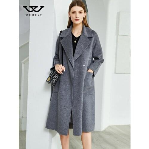 Double sided cashmere coat womens medium and long slim and thickened womens wear new wool warm coat in autumn and winter 2021