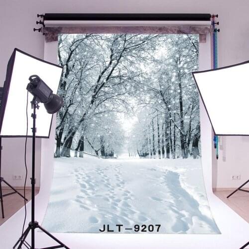 Photography Backdrops Christmas Bokeh Halos Rural Forest Heavy Snow Photo Background