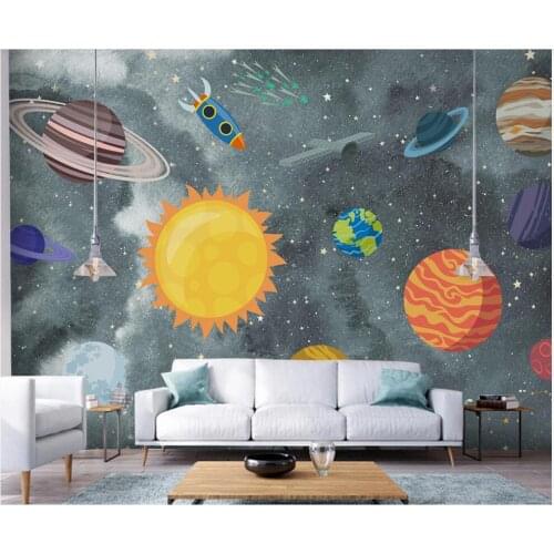 Custom mural 3d wall mural on the wall Cartoon space universe planet childrens room photo wallpaper in the living room