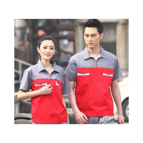 Customized short-sleeved overalls sweat-absorbent summer ice silk cotton men and women overalls spot workshop workshop