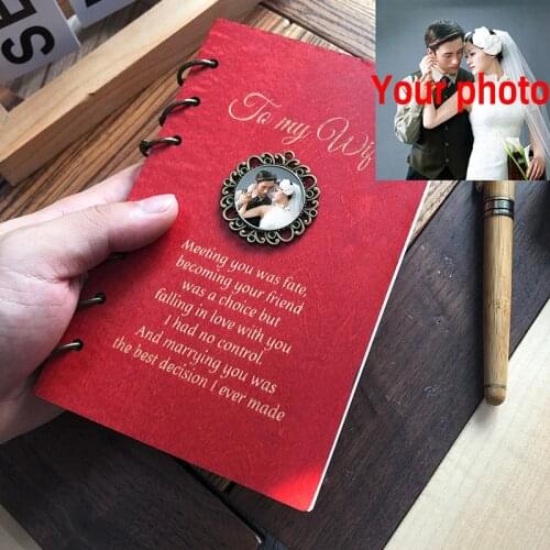 Personal Journal Diary Book Retro Custom Wedding Gift Print Your Photo on Cover Text Engrav Anniversary Gift to Wife Girlfriend