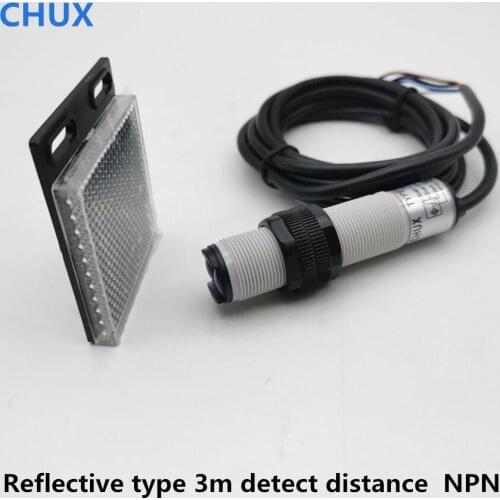 CHUX Infrared Sensor Switch Reflective Type npn M18 NO/NC/NO+NC 3m Detect Distance Photoelectric Sensor