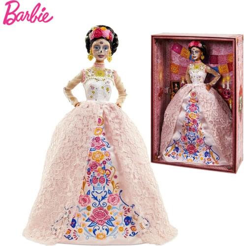 Barbie Signature Dia De Muertos Doll 2020 (12-in Brunette) In Embroidered Lace Dress and Flower Crown Collection FXD52 GNC40
