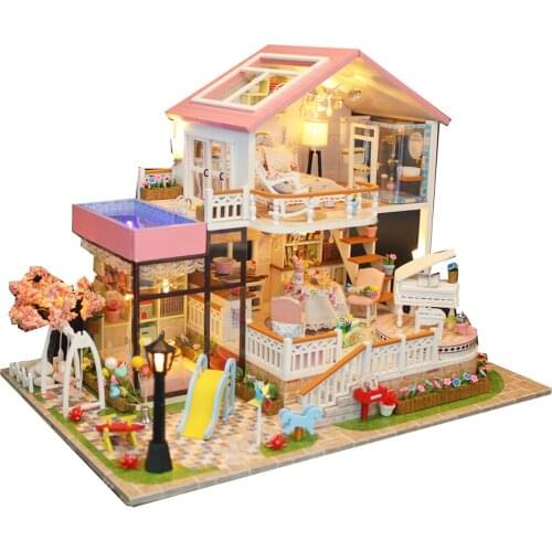 Doll House Furniture Wooden Miniature DIY Kit with Music Box Assemble Crafts Toy Best Birthday Gift For Children Girl