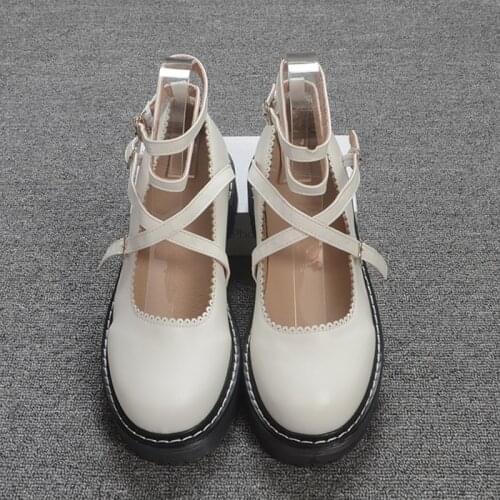 Summer Vintage Japanese Mori Girl Cosplay JK Uniform Lolita ShoesLolita Shoes Cute Heavy-Bottomed Round Head Women Shoes