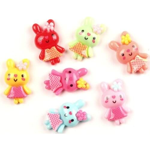 LF 50Pcs 22x13mm Mixed Rabbit Resin Cabochon Flatback Decoration Crafts Embellishments For Scrapbooking Diy Accessories