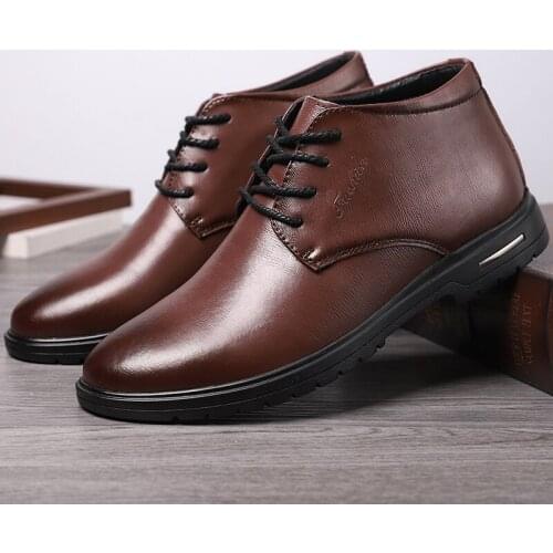 Fashion Shoes Mens Ankle Boots Leather Comfortable Spring&Autumn Warm Waterproof Fashion Men Casual Shoes Big Size