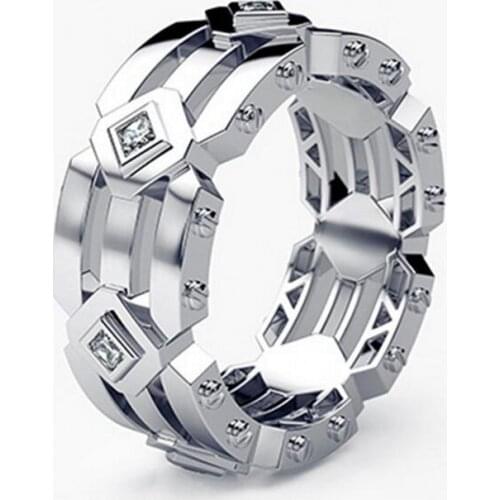 Hip Hop Modern Fashion Jewelry 925 Silver&Rose Gold Fill Promise Ring Party Women Wedding Finger Band Ring For Men Gift
