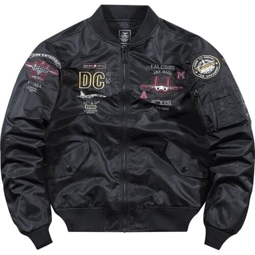 High Quality Brand Fashion Bomber Jacket Men Black Army Embroidery Hip Hop Jackets 2021 Autumn Flight Pilot Coats Asian Size