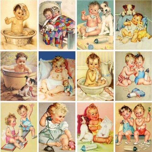 DIY Painting By Numbers Baby Cartoon Kit Coloring By Numbers 40x50cm Wall Art Picture Acrylic Canvas Paintings Home Decor