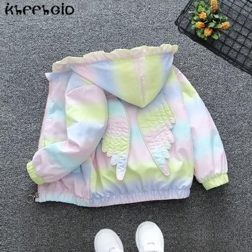 New girls' spring and autumn hooded cute colorful coat 0-6-year-old childrens jacket foreign style embroidered girls' windbreak