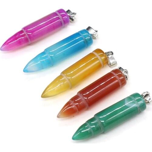 Natural Agate Stone Pendants Bullet Shape Exquisite Colorful Agates Stone Charms for Jewelry Making Necklace Bracelet Earrings