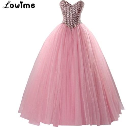 Amazing Pink Luxury Prom Dresses Ball Gown Corset Back Engagement Evening Dress Long vestido de festa vestidos de gala