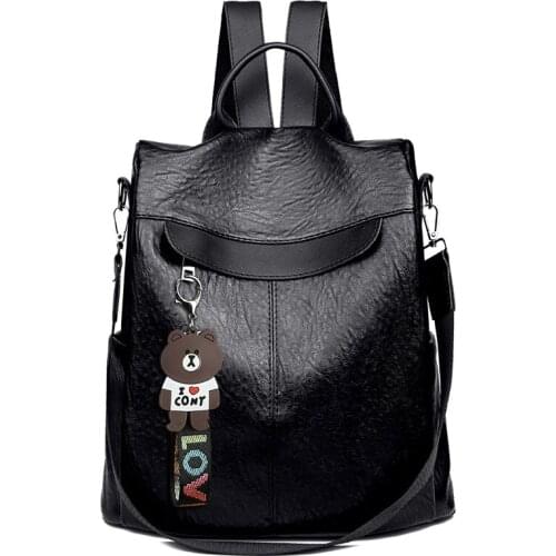 Anti Theft PU Leather Travel Bags Backpacks Casual College School Bag Purses
