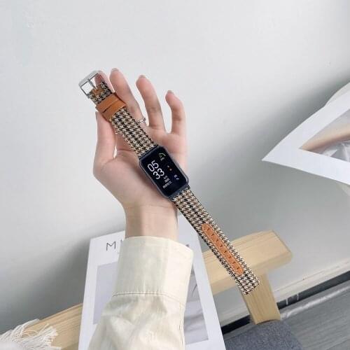 Fashion Style Leather Houndstooth WatchStrap for Huawei Watch Fit Cosy Wristband for HuaWei Smart Watch fit Correa Accessories