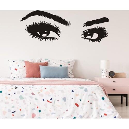 Lash & Brows Eyes Quote Wall Stickers Fashion Vinyl Eyelashes Wall Decals For Girls Bedroom Eyebrows Store Beauty Salon B544