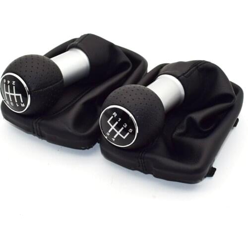 12mm Car Styling 5 / 6 Speed Gear Shift Knob With Leather Gaiter Boot Cover Black Stitch for Audi A3 S3 2001 2002 2003