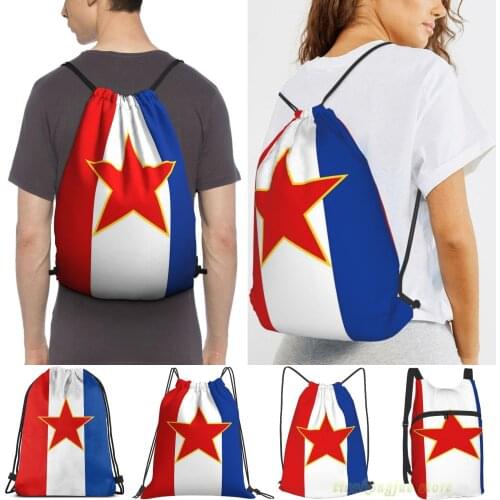 Yugoslavia Flag Banner Women Drawstring Sackpack Gym Bags Men Outdoor Travel Backpacks For Training Fitness Swimming Bag