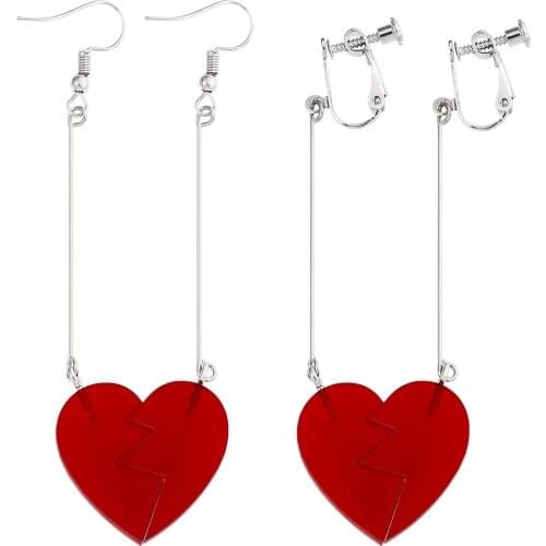 Anime JoJos Bizarre Adventure Kakyoin Noriaki Earrings No ear hole Pierre Polnareff Splice Heart Long Earrings Women Men Jewelry
