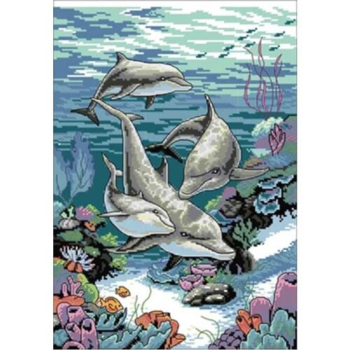 Dolphin Field patterns Counted Cross Stitch 11CT 14CT 18CT DIY Cross Stitch Kits Embroidery Needlework Sets home decor