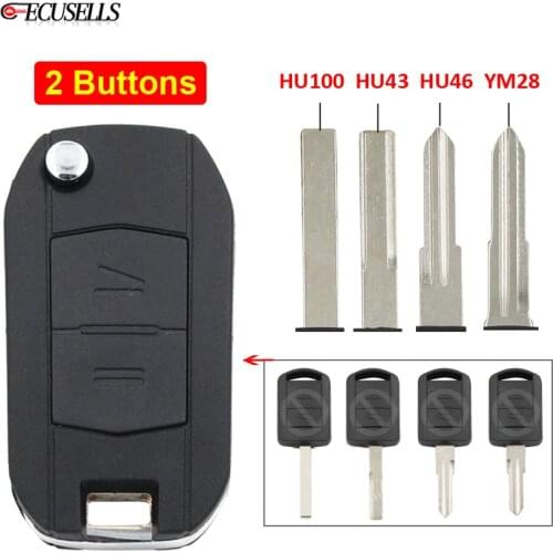Folding Flip 2 Button Remote Key Shell Case Housing HU100/HU43/HU46/YM28 Blade Upgrade for Opel Vauxhall Corsa C Meriva Combo