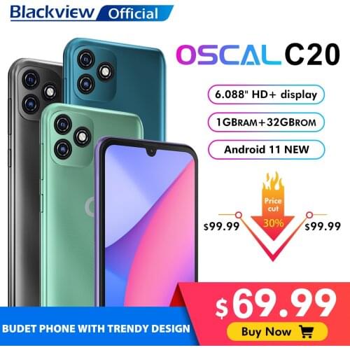 BLACKVIEW OSCAL C20 Smartphone 1GB+32GB SC7731E Quad Core 6.088" Cellphone 3380mAh Dual Camera Android 11 3G Mobile Phone