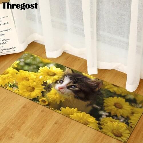 Thregost Printed Flannel Hallway Mats Microfiber Soft Bedroom Play Rugs Prayer Mat Rug for Kitchen Living Room Carpets Absorbent