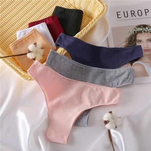 M-XXL Cotton Panties Womens Thong Briefs Cotton Underwear Sexy Lingerie Panties Female Underpants G-String Girl Pantys 3PCS/Set