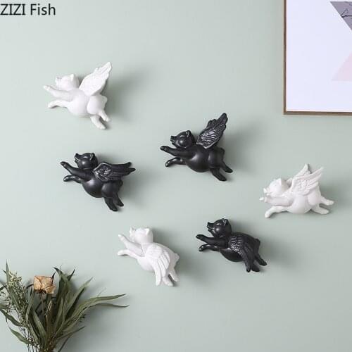 Flying Pig Wall Decoration Piggy Ceramic Hanging Ornaments Living Room Decoration Pendant Backdrop Display Rustic Home Decor