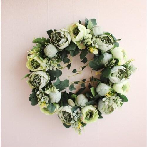 Peonies Wreaths for Door Artifical Peony Flower Wreath Outdoor Indoor Home Decor Florals Silk Wedding Spring Summer Door Wreath