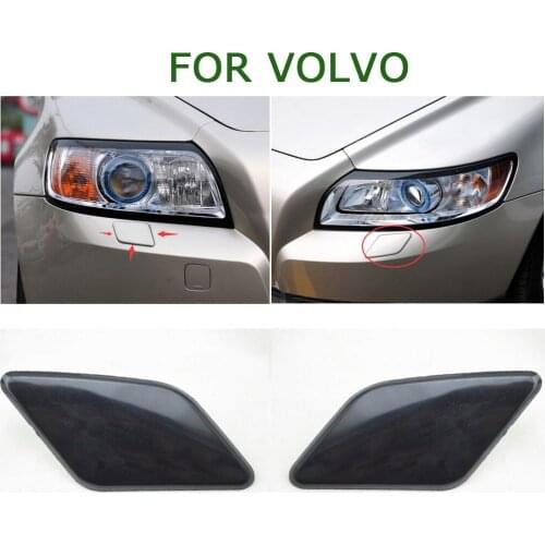 High reliability Front Left Right Bumper Headlight Washer Jet Nozzle Cover Cap for Volvo S40 V50 2005-2007 NEW Black Plastic