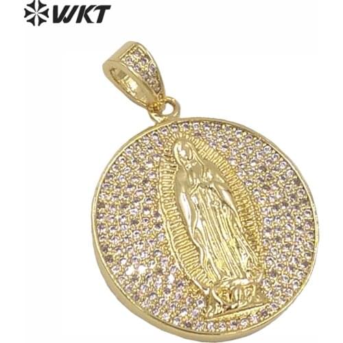WT-MP106 WKT Classic round micro-inlaid cubic yttrium oxide gold two-color portrait pattern ladies pendant jewelry