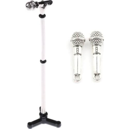 1PCS Cute Mini Metal Microphone Model 1:12 Doll House Dollhouse Miniature Furniture Accessories