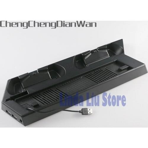 ChengChengDianWan Black Vertical Stand Cooling Fan with Dual Charging Station for PS4 Slim Console + Dual USB HUB Ports 10pcs