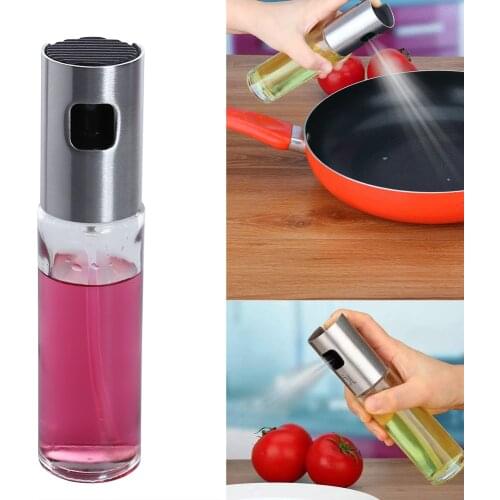 100ML Stainless Steel Glass Oil Pump Spray Fine Bottle Olive Can Vinegar Spraying Bottle BBQ Kitchen Cooking Gadgets Kitchen New