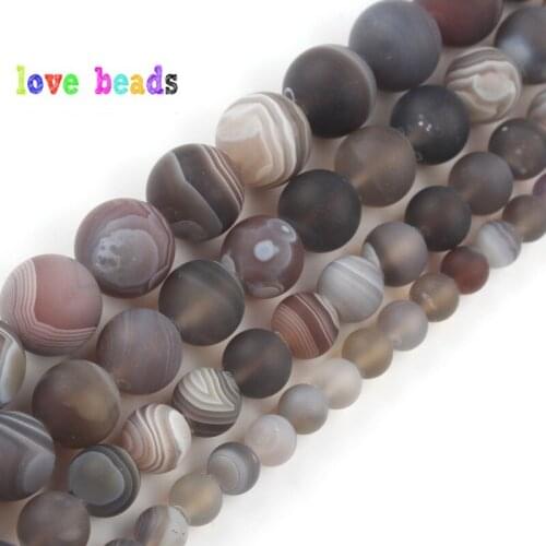 100% Natural Matte Botswana Sardonyx Agates Stone Round Loose Spacer Bead for jewelry Making DIY Bracelet Necklace 15'Strand