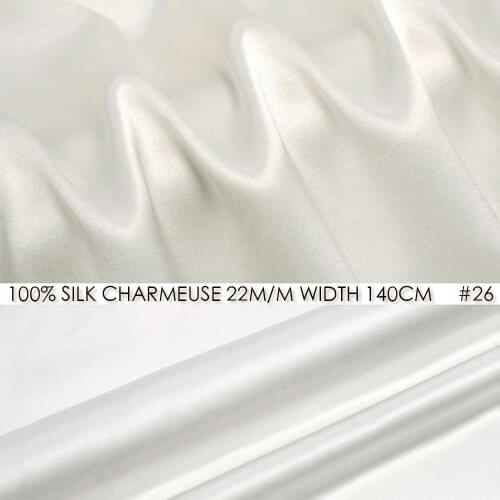 100% SILK CHARMEUSE SATIN 140cm width 22mommes Heavy Silk Satin Fabric For Wedding Dress Material Luxury Silk Natural White #26
