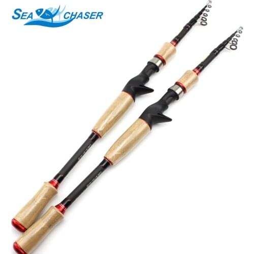 2.1M 2.4M 2.7M Casting Rod carbon telescopic fishing rod lure rod wooden handle pole Fishing Tackle Trout Rod Free shipping