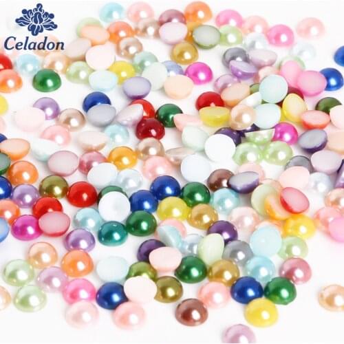 200pcs 8mm Round Flatback Imitation Pearls Beads Glue on Grament Bead for Jewelry Cloth Accessories Craft Making