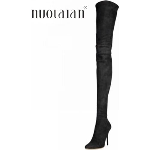 2020 women thigh high boots sexy Stretch Fabrics over the knee boots for women fashion autumn winter long boots woman shoes