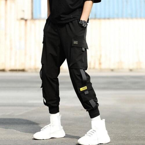 2020 Hip Hop Boy Multi-pocket Elastic Waist Harem Pants Men Streetwear Punk Casual Trousers Joggers Male Ankle-length Mens Pants