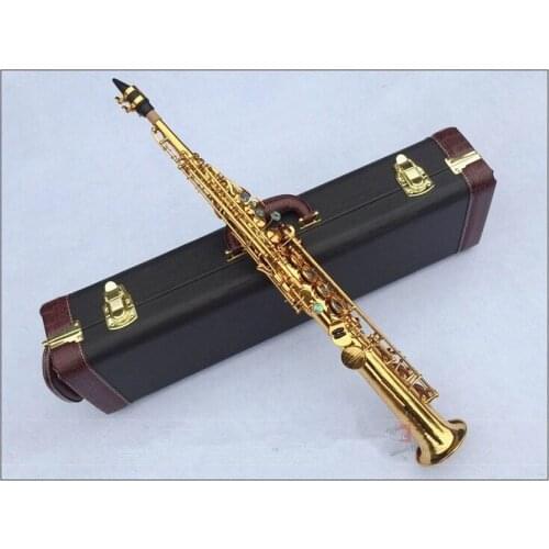 2021 New arrival Straight Professional level Soprano Saxophone Abalone buckle Key Bb Musical instrument Sax With case
