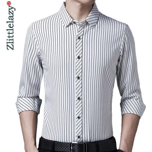 2020 brand new long sleeve men social shirt streetwear casual striped shirts dress mens slim regular fit clothes fashions 1303