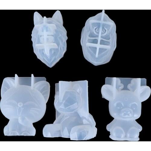 3D Silicone Animal Mold Diy Geometry Stereo Bear Deer Cat Tiger Orangutan Mold Decoration Ornament Mold Cake Tool
