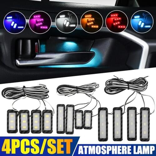 4Pcs/set LED Ambient Light Car Inner Bowl Light Interior Door Handle Decorative Lamp Handrail Lights Car Lights