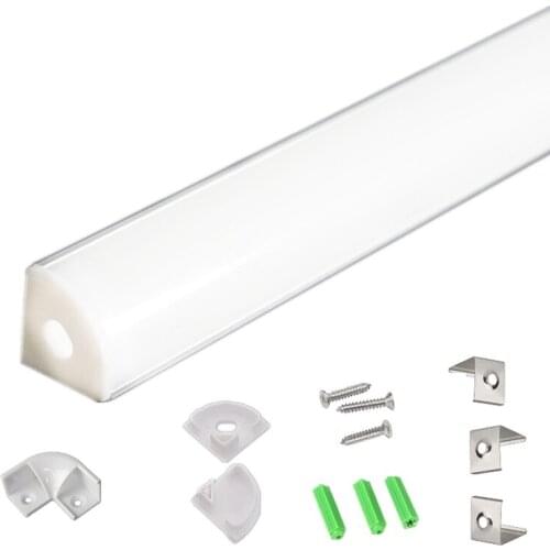 5/10-Pack 3.3FT 1M LED Strip Channel With Milky Cover ,Under Cabinet V Shape 10MM Wide 5V 12V 24V Tape Corner Aluminium Profile