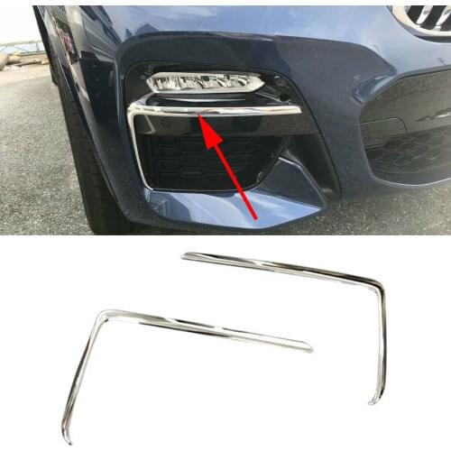 Chrome Front Foglight Fog Light Lamp Cover Trim Parts Fit For BMW X3 Sport 2018 2019 Accessories Decoration