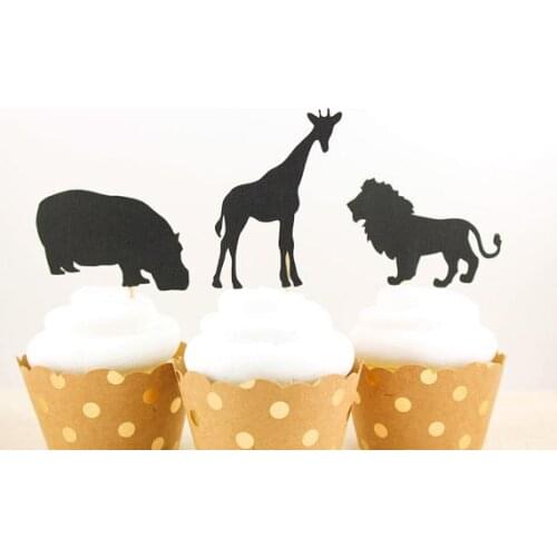 Glitter Safari Animals Cupcake Toppers birthday rustic Wedding Bridal Shower Engagement Party food picks